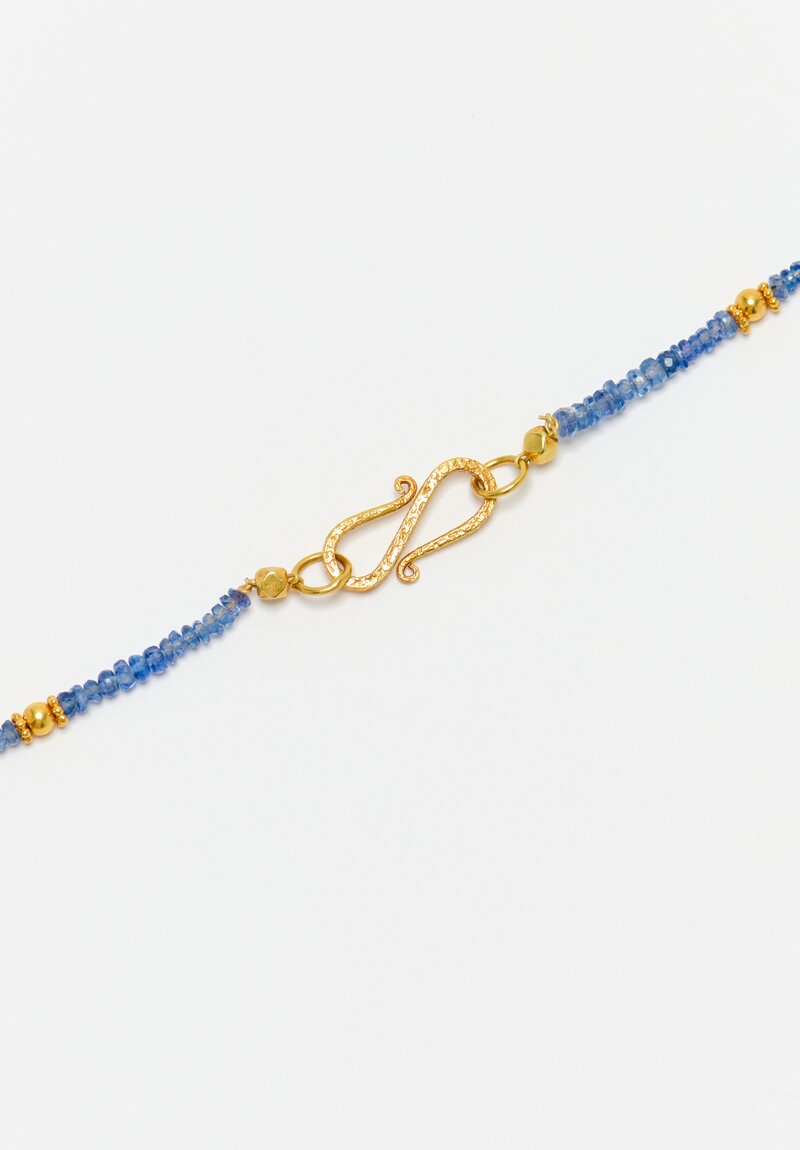 Greig Porter 18K Starburst Graduated Faceted Rounds & Polished Sapphire Beaded Necklace 20