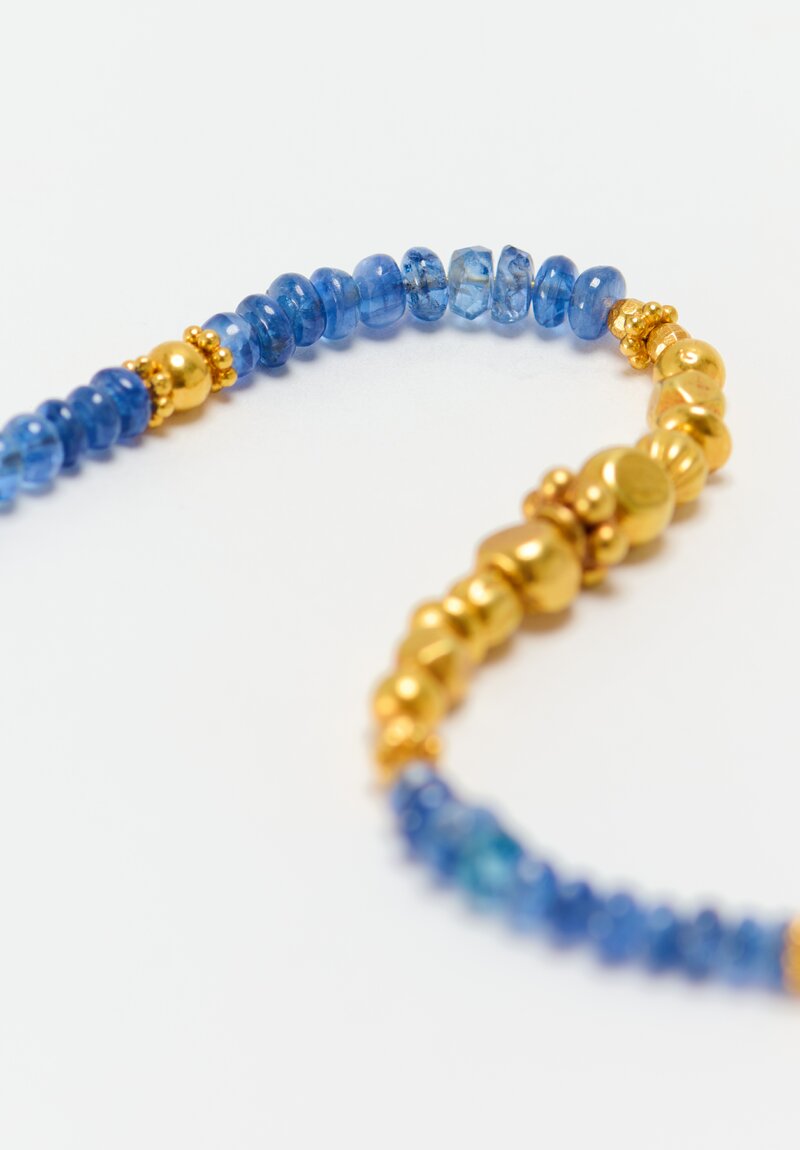 Greig Porter 18K Starburst Graduated Faceted Rounds & Polished Sapphire Beaded Necklace 20