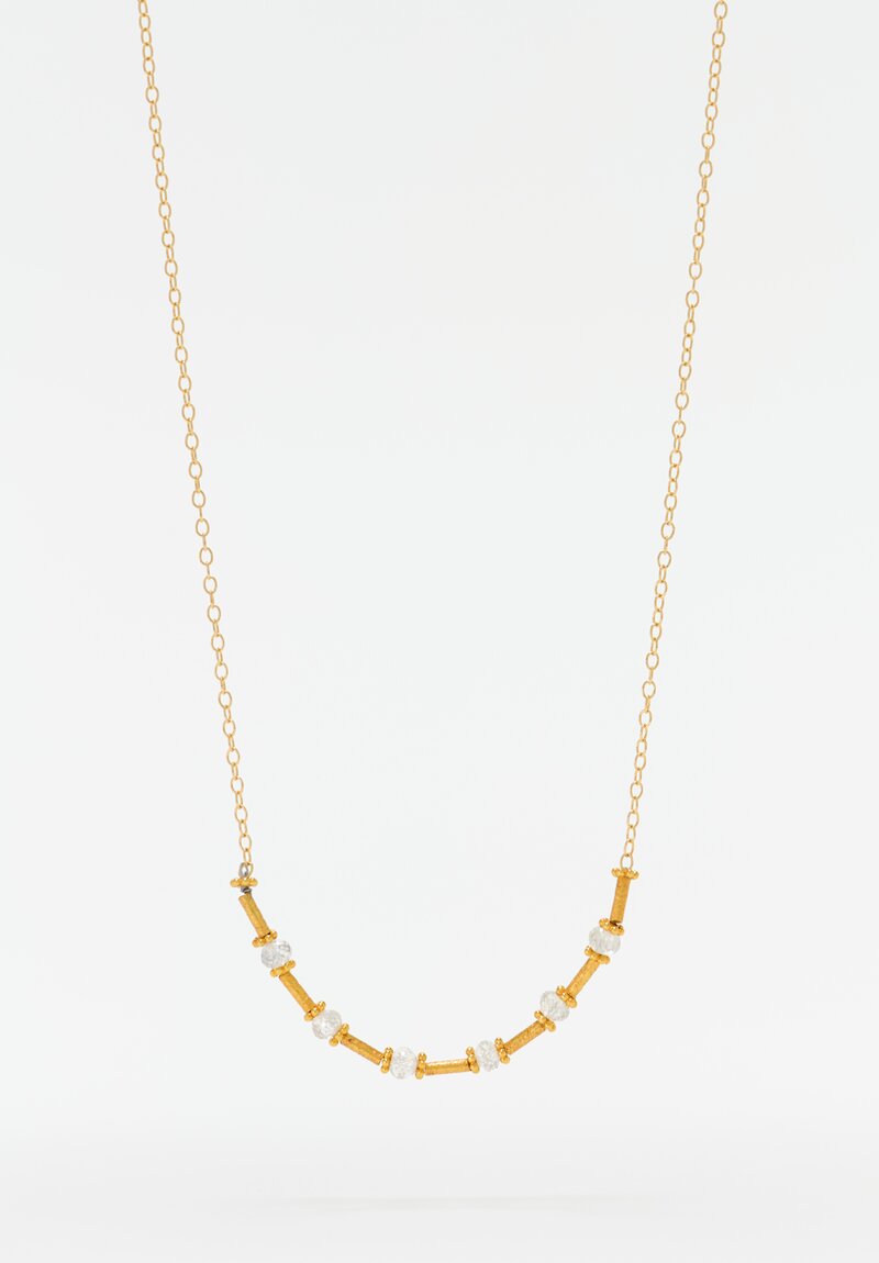 Greig Porter 18K Starburst Cylinder & Diamond Beaded Chain Necklace 19"