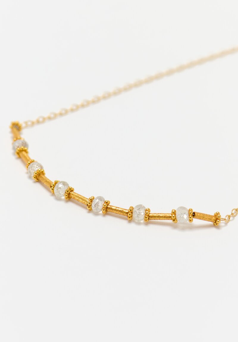 Greig Porter 18K Starburst Cylinder & Diamond Beaded Chain Necklace 19"