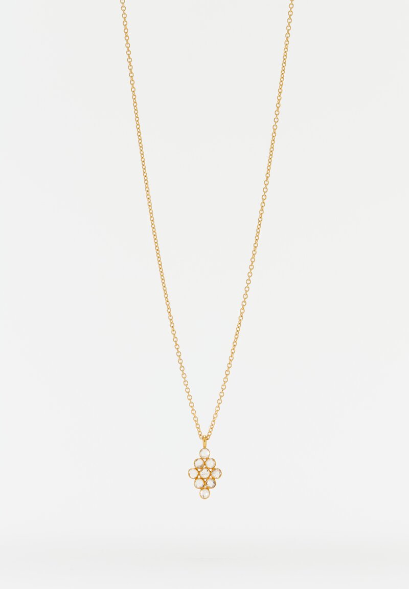 Greig Porter 18K Bezel Set Diamond Chips Pendant Necklace 21"