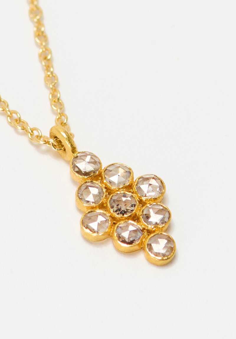 Greig Porter 18K Bezel Set Diamond Chips Pendant Necklace 21"