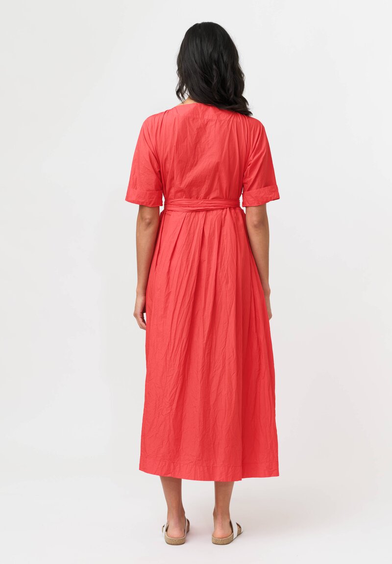 Daniela Gregis Washed Cotton Spezia Operaio Dress in Rosso Red