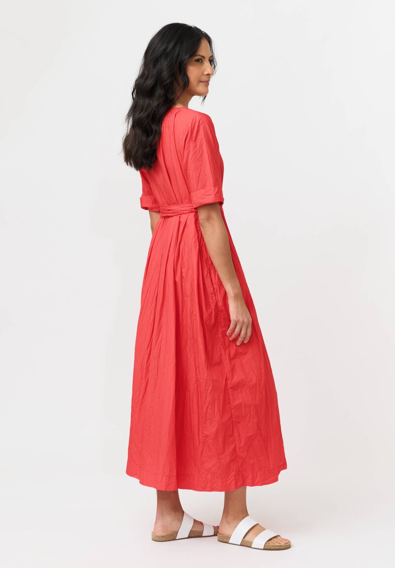 Daniela Gregis Washed Cotton Spezia Operaio Dress in Rosso Red