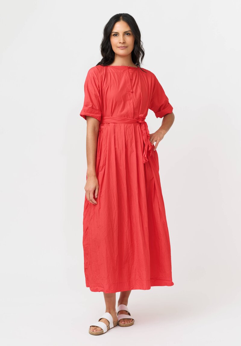Daniela Gregis Washed Cotton Spezia Operaio Dress in Rosso Red