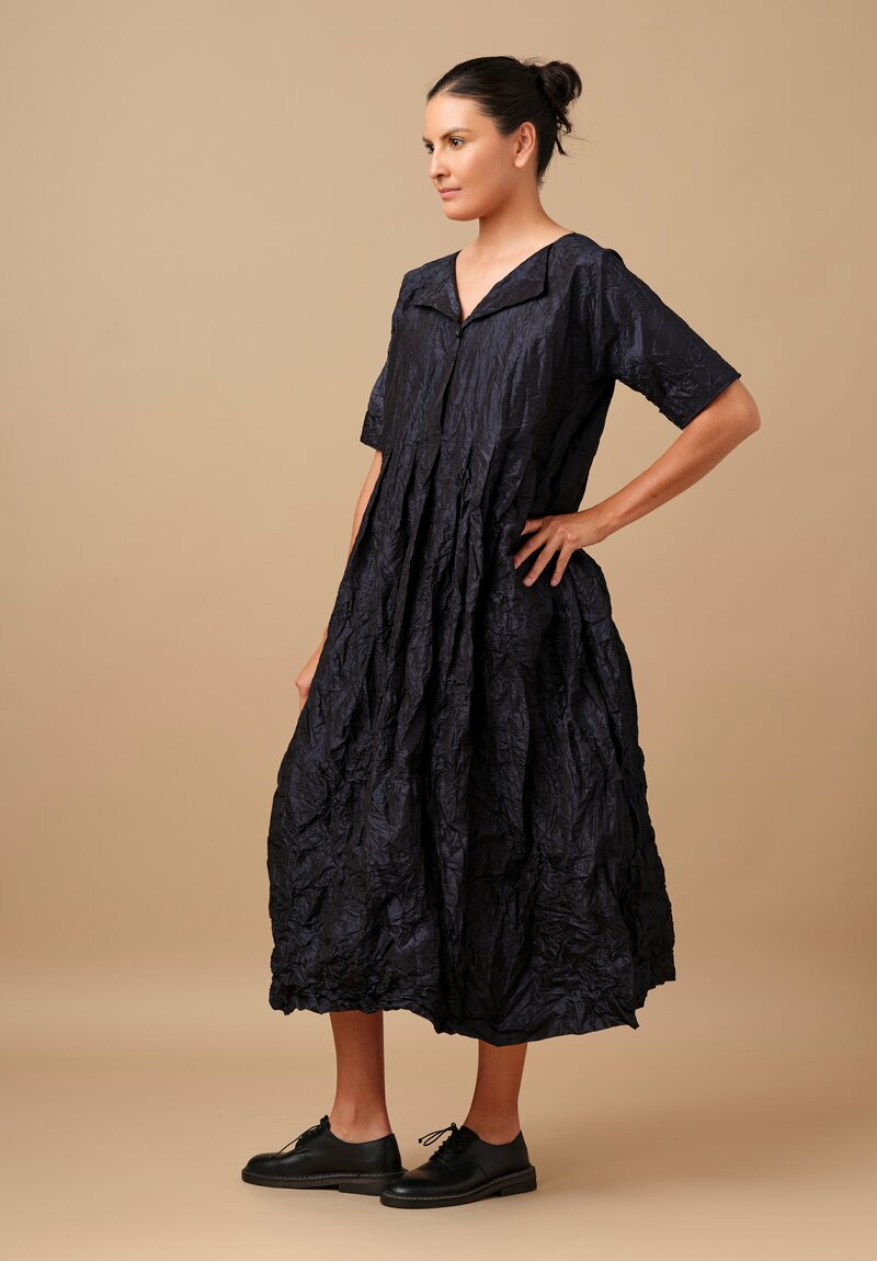 Daniela Gregis Washed Silk Spezia Operaio Dress in Navy Blue