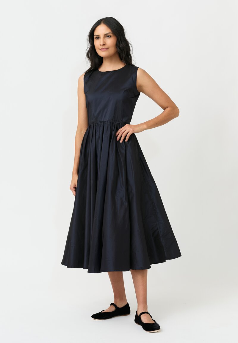 Daniela Gregis Silk Bottoncino Stretto Dress in Navy Blue