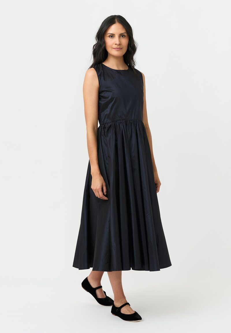 Daniela Gregis Silk Bottoncino Stretto Dress in Navy Blue