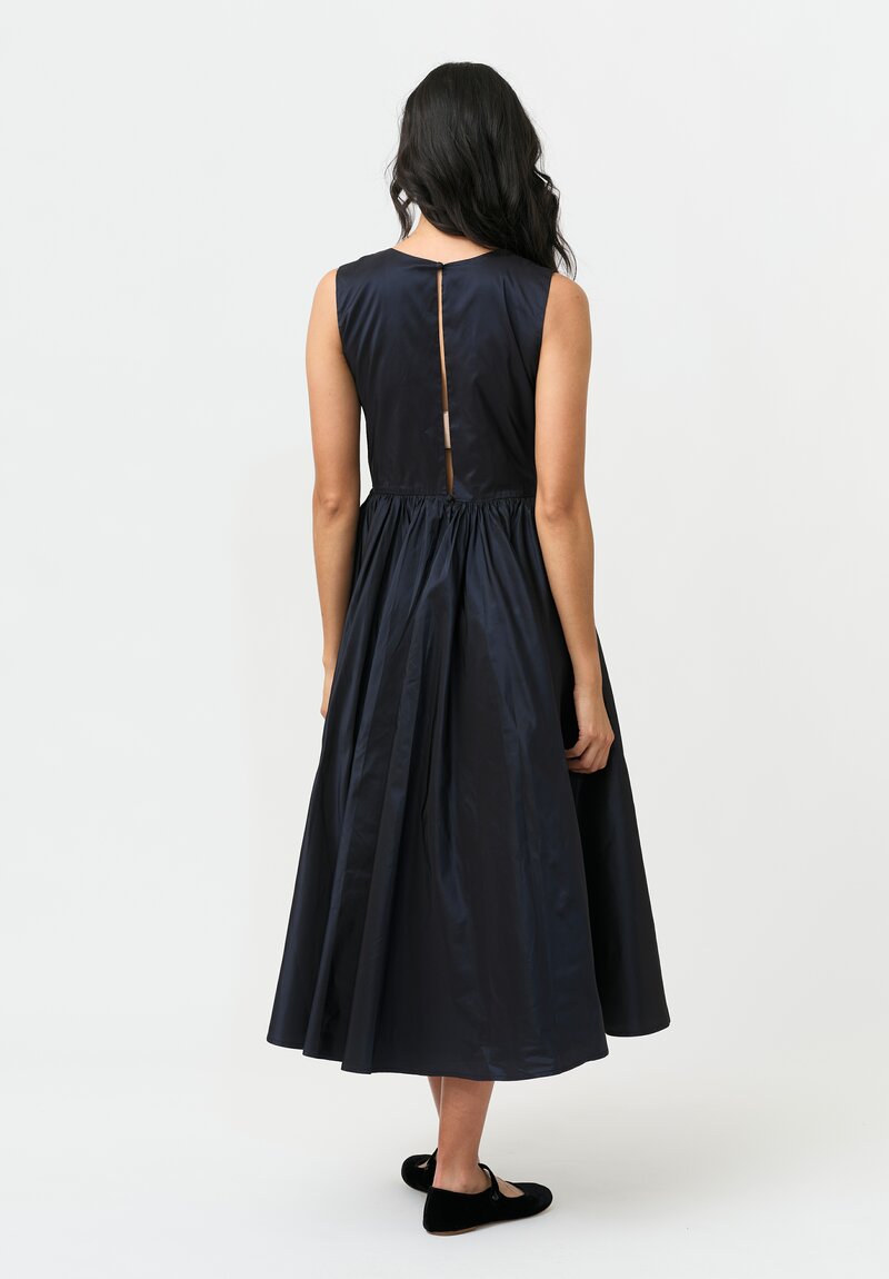 Daniela Gregis Silk Bottoncino Stretto Dress in Navy Blue
