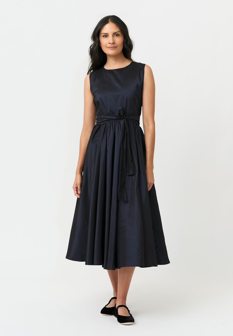 Daniela Gregis Silk Bottoncino Stretto Dress in Navy Blue