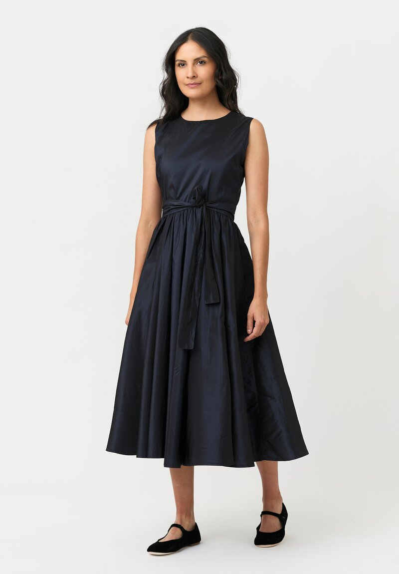 Daniela Gregis Silk Bottoncino Stretto Dress in Navy Blue