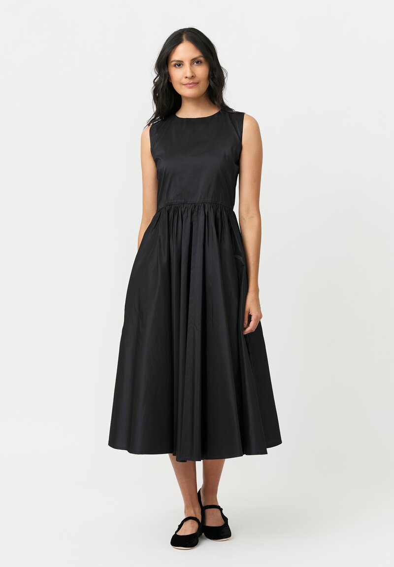 Daniela Gregis Silk Bottoncino Stretto Dress in Nero Black