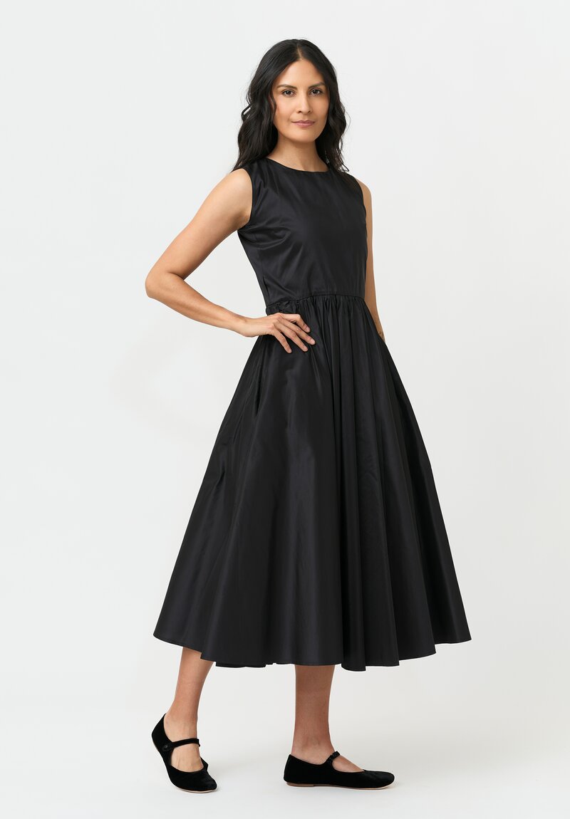 Daniela Gregis Silk Bottoncino Stretto Dress in Nero Black