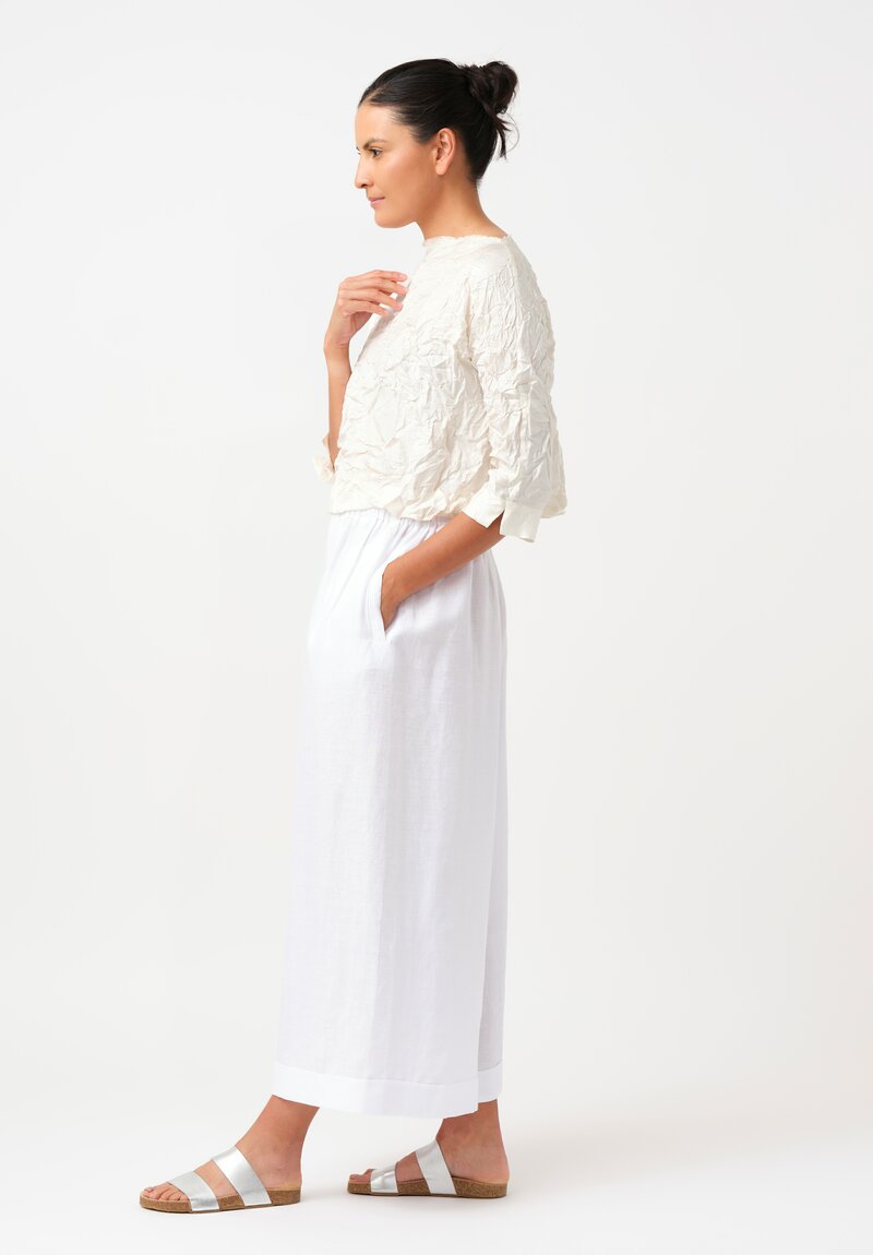 Daniela Gregis Washed Silk Cropped Lunedi Top in Panna Cream