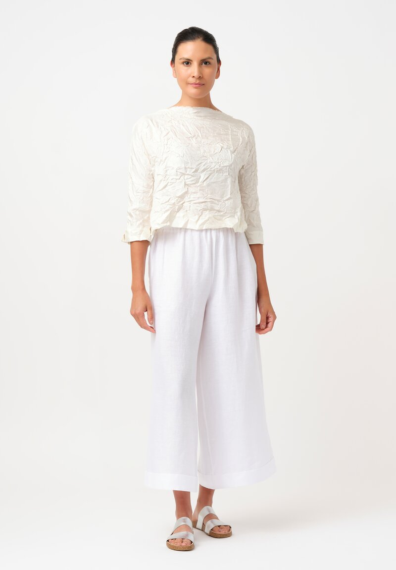 Daniela Gregis Washed Silk Cropped Lunedi Top in Panna Cream
