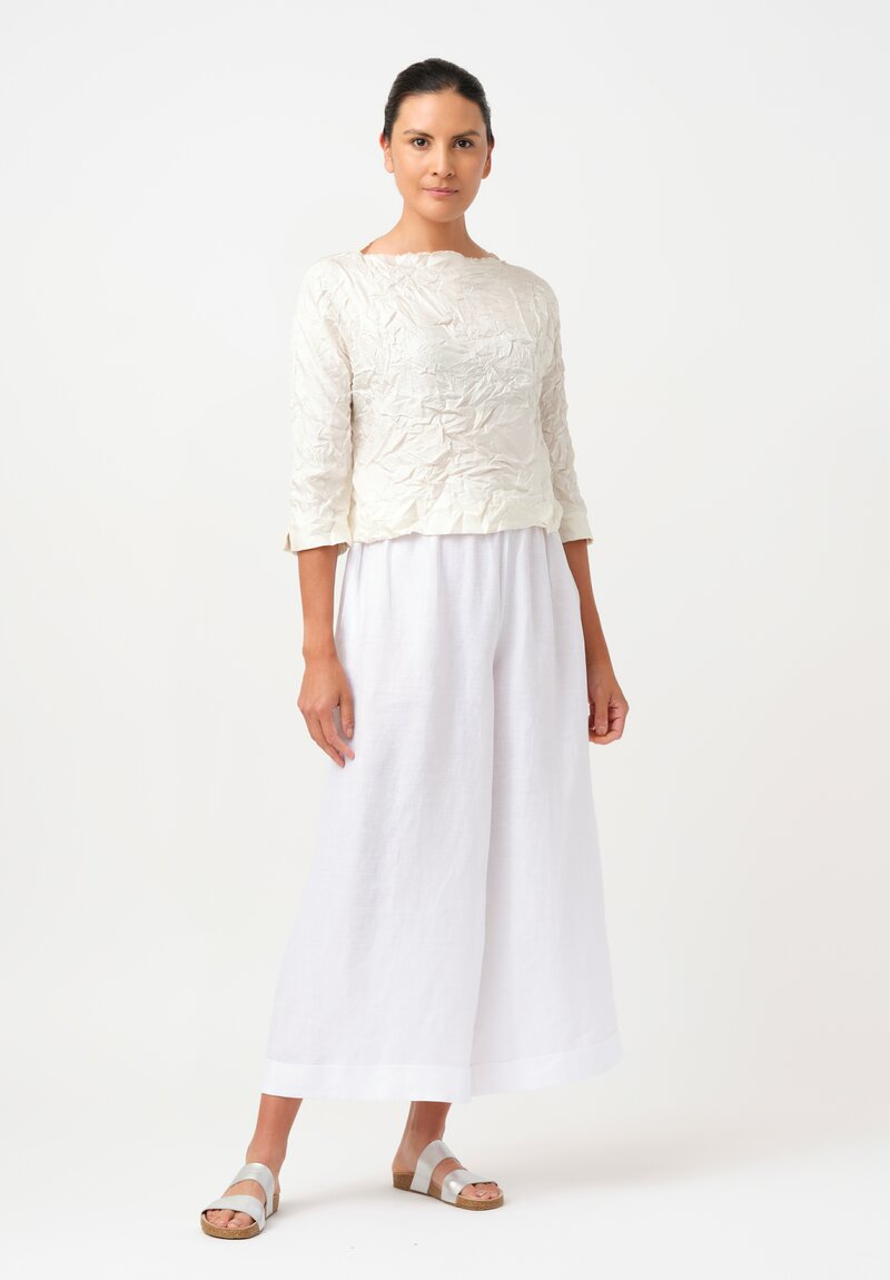 Daniela Gregis Washed Silk Cropped Lunedi Top in Panna Cream