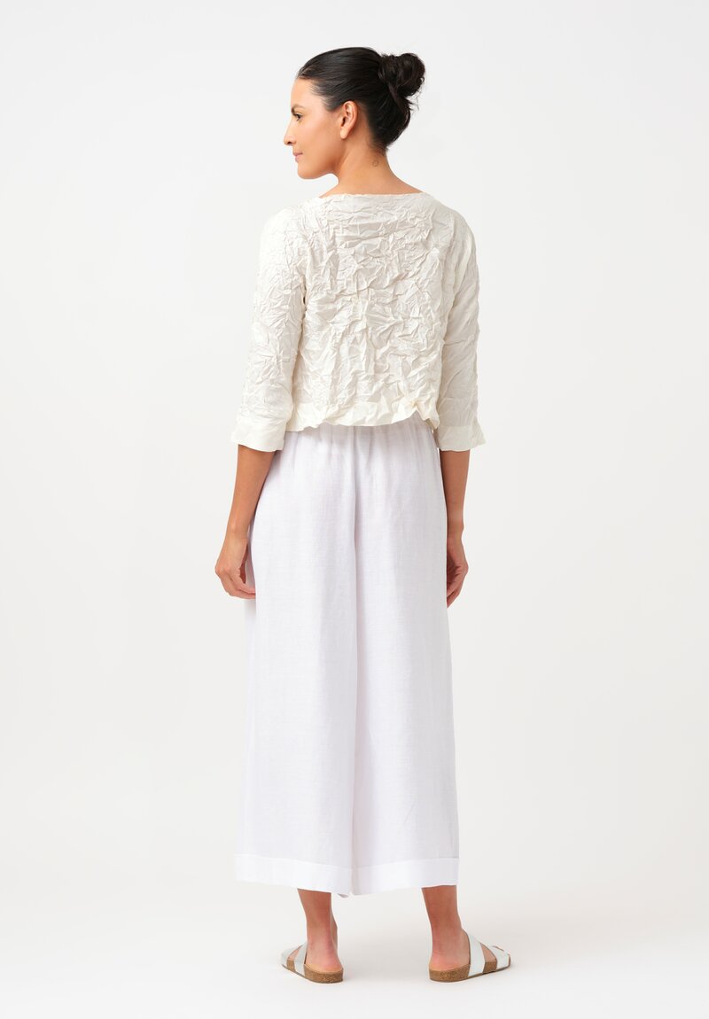 Daniela Gregis Washed Silk Cropped Lunedi Top in Panna Cream