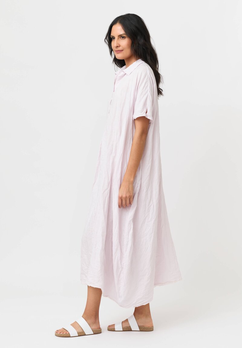 Daniela Gregis Solid Washed Linen Manichina Dress in Ice Pink
