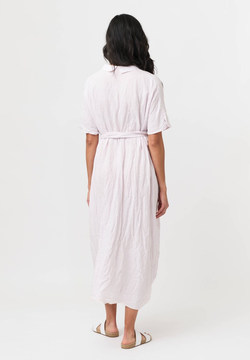 Daniela Gregis Solid Washed Linen Manichina Dress in Ice Pink