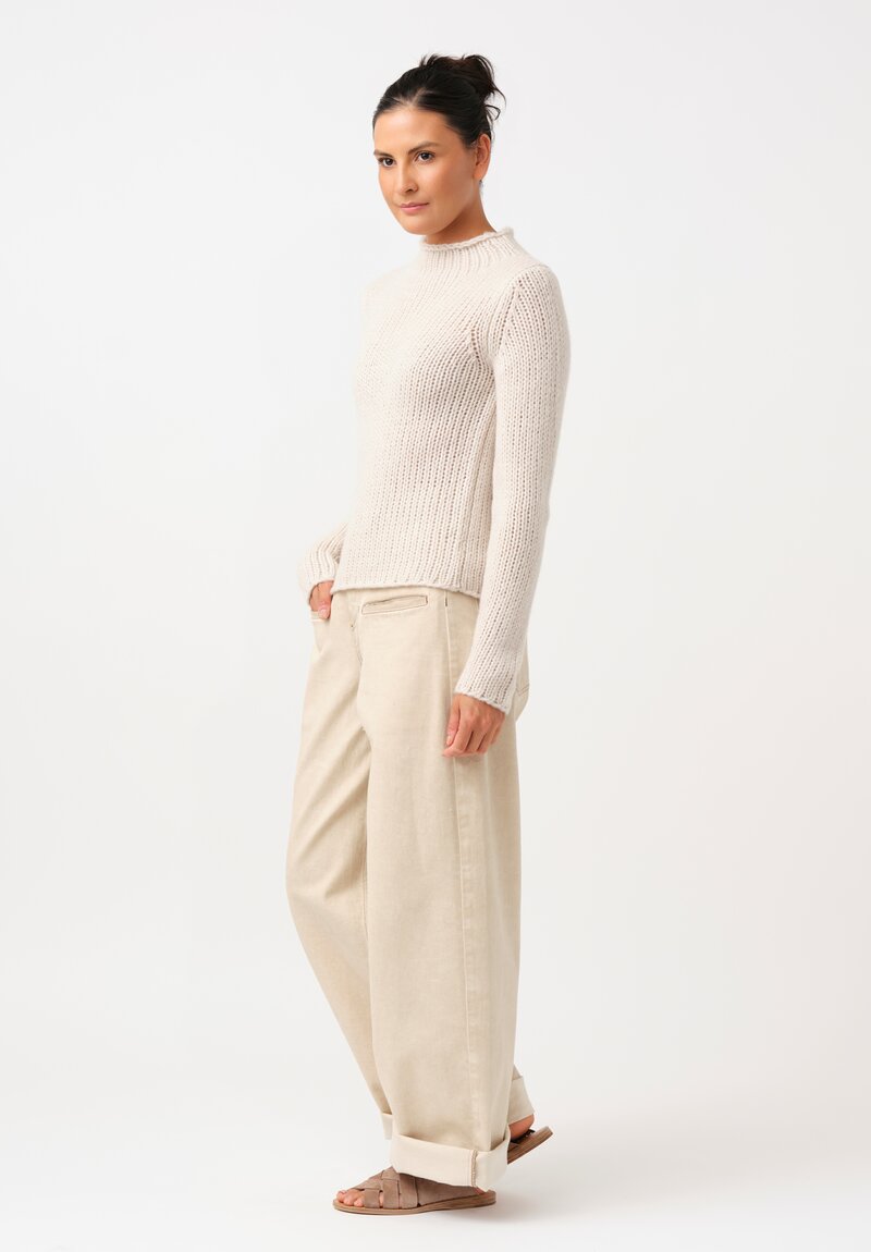 Iris Von Arnim Cashmere & Silk Hand-Knit Jean Mock Turtleneck in Alabaster White