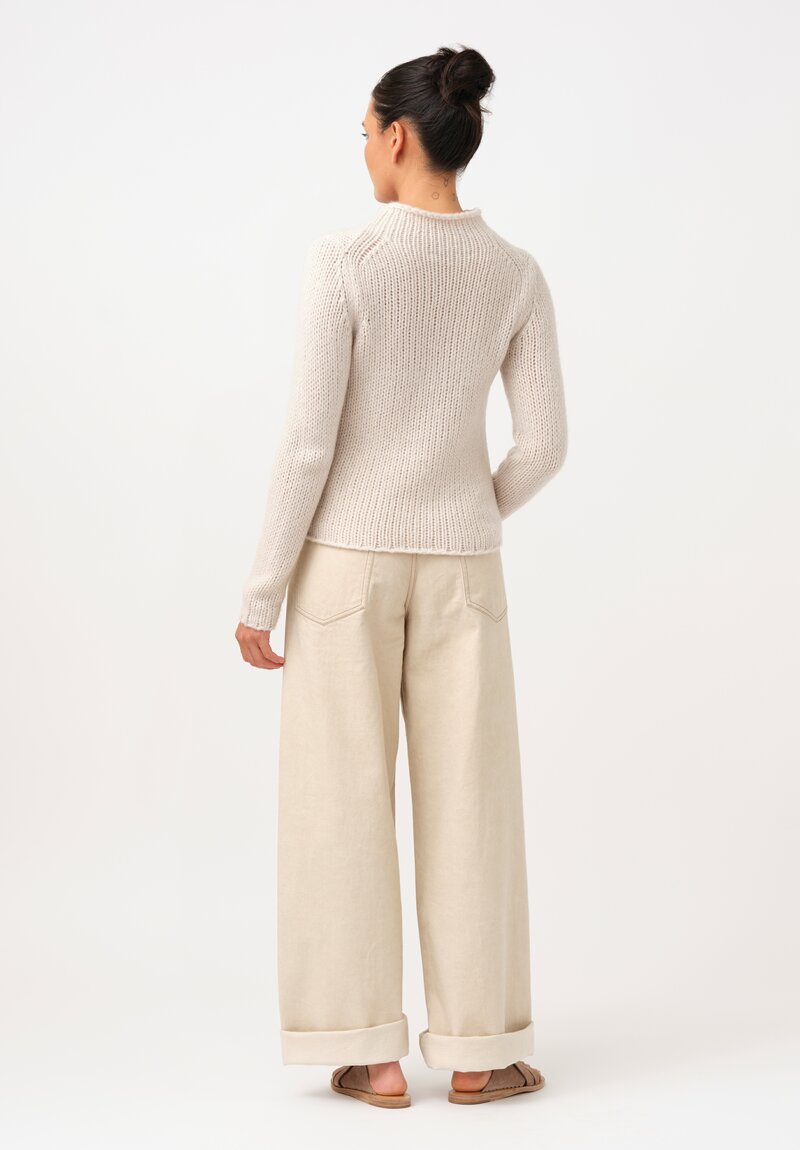 Iris Von Arnim Cashmere & Silk Hand-Knit Jean Mock Turtleneck in Alabaster White