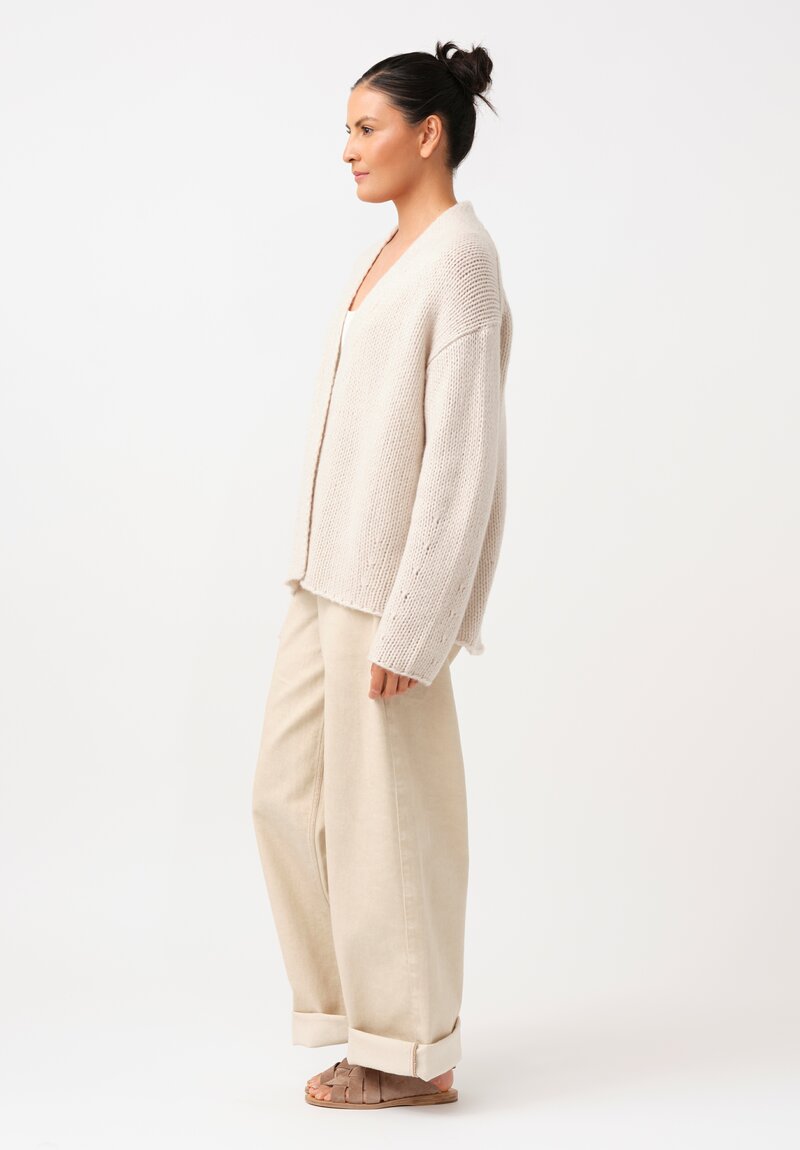 Iris Von Arnim Cashmere & Silk Hand-Knit Jera Cardigan in Alabaster White
