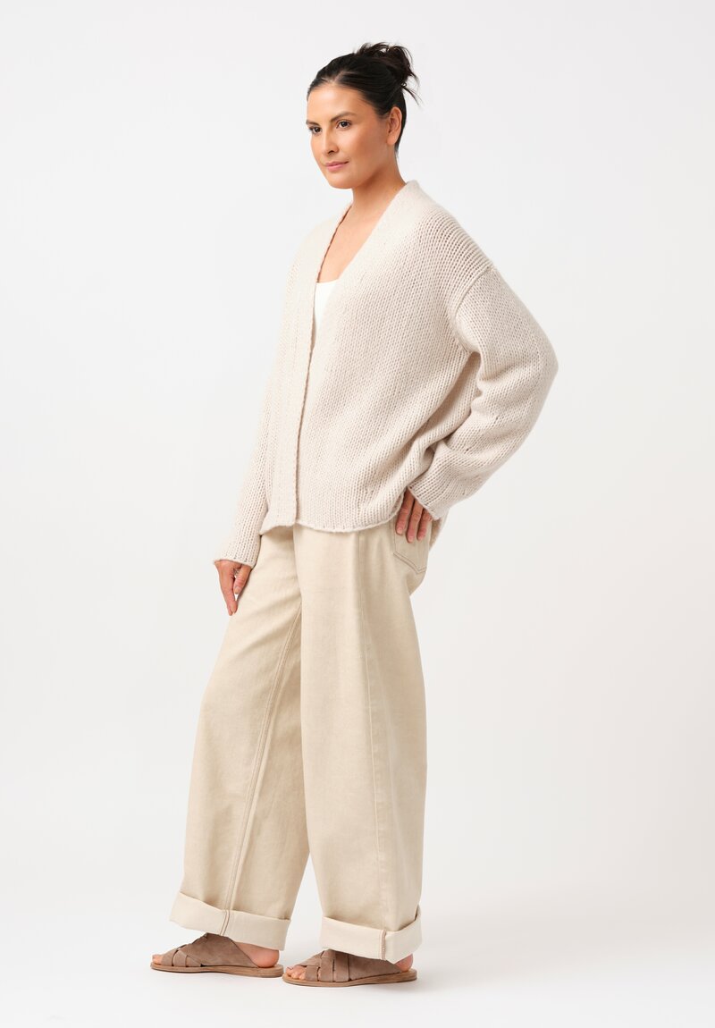 Iris Von Arnim Cashmere & Silk Hand-Knit Jera Cardigan in Alabaster White