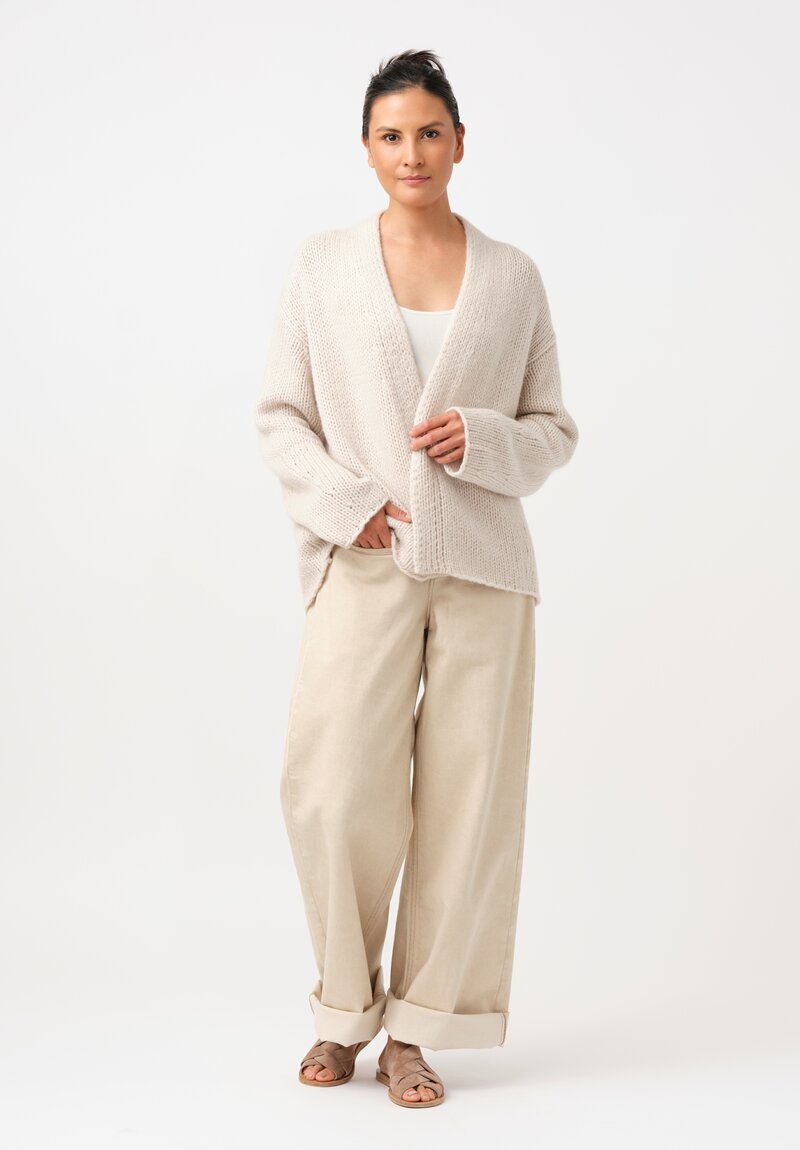 Iris Von Arnim Cashmere & Silk Hand-Knit Jera Cardigan in Alabaster White