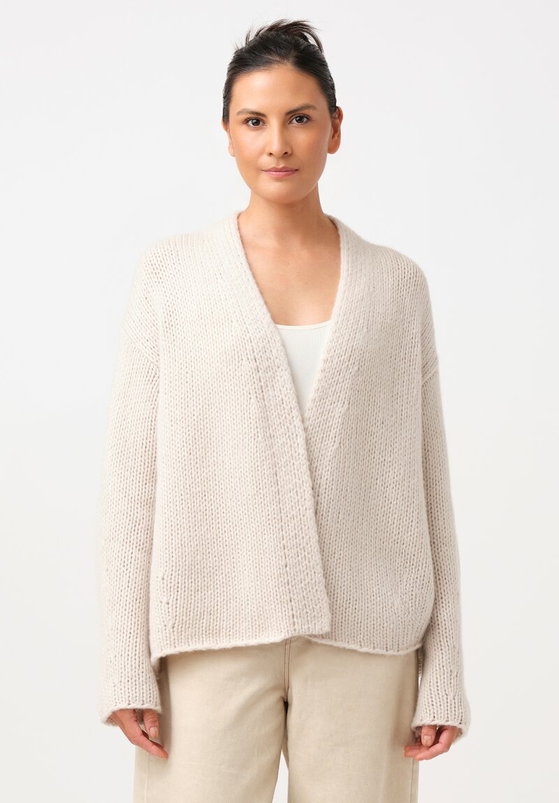 Iris Von Arnim Cashmere & Silk Hand-Knit Jera Cardigan in Alabaster White