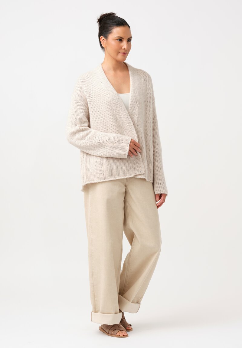 Iris Von Arnim Cashmere & Silk Hand-Knit Jera Cardigan in Alabaster White