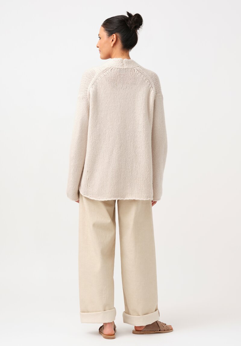 Iris Von Arnim Cashmere & Silk Hand-Knit Jera Cardigan in Alabaster White