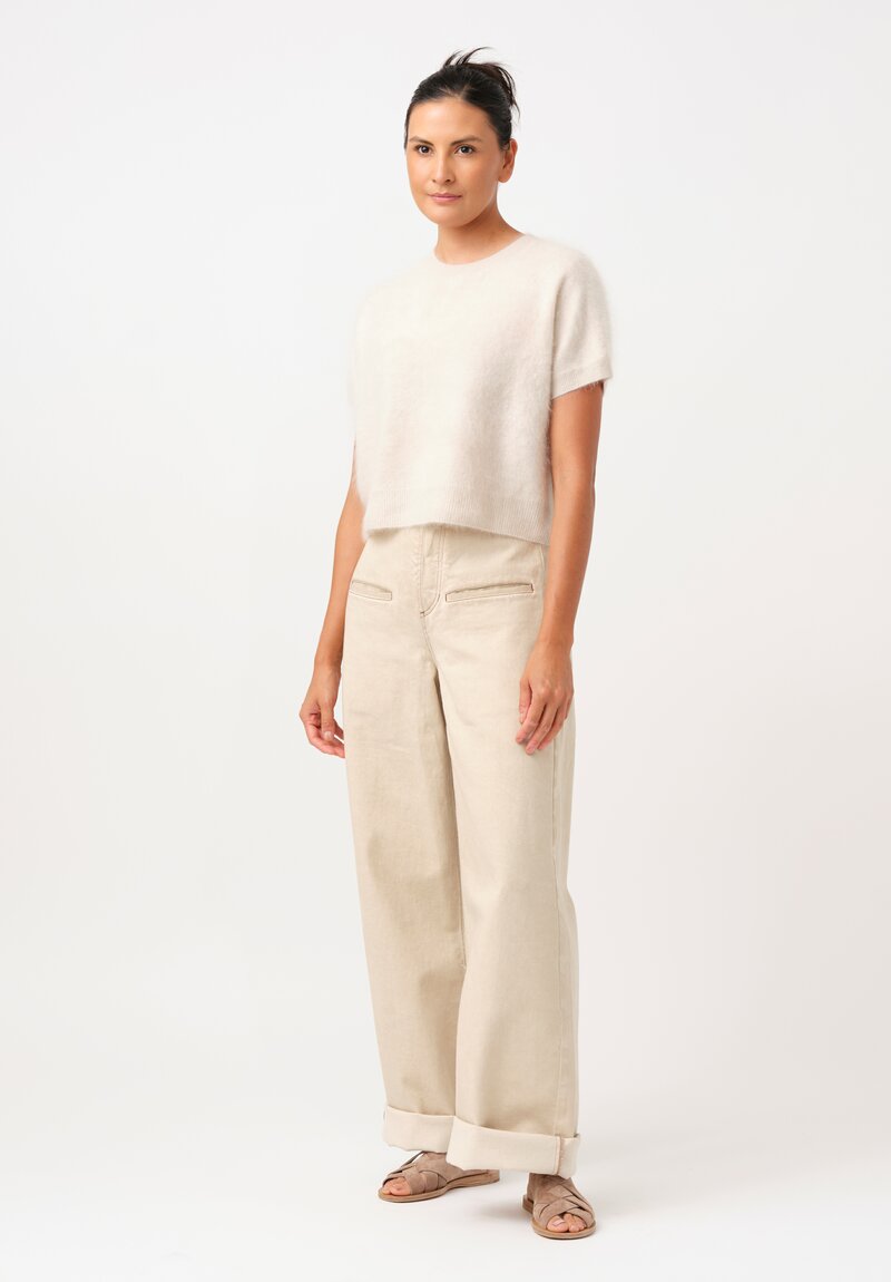 Iris Von Arnim Brushed Cashmere Macon Top in Alabaster White