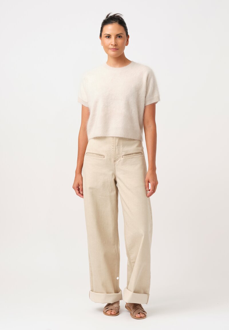 Iris Von Arnim Brushed Cashmere Macon Top in Alabaster White