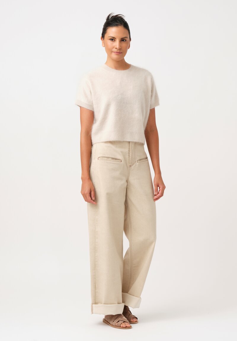 Iris Von Arnim Brushed Cashmere Macon Top in Alabaster White
