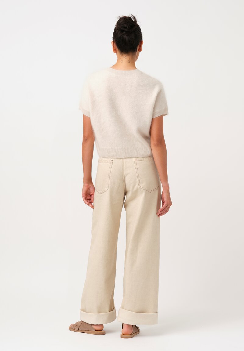 Iris Von Arnim Brushed Cashmere Macon Top in Alabaster White