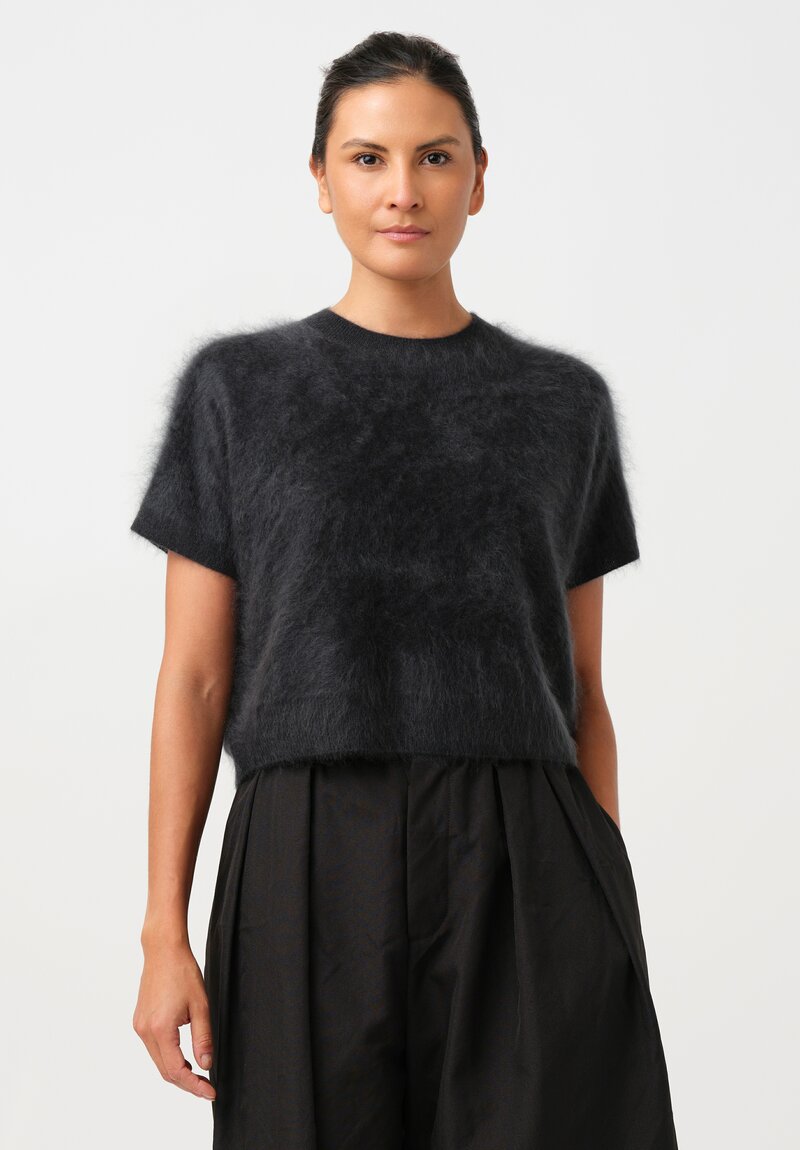Iris Von Arnim Brushed Cashmere Macon Top in Kajal Black
