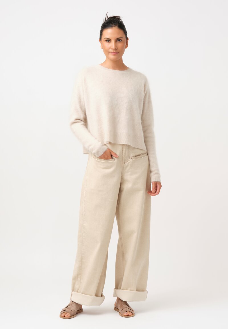 Iris Von Arnim Brushed Cashmere Melissa Sweater in Alabaster White