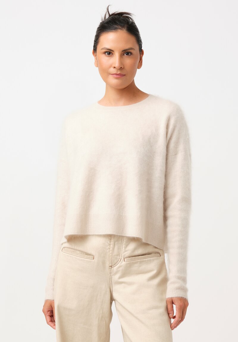 Iris Von Arnim Brushed Cashmere Melissa Sweater in Alabaster White