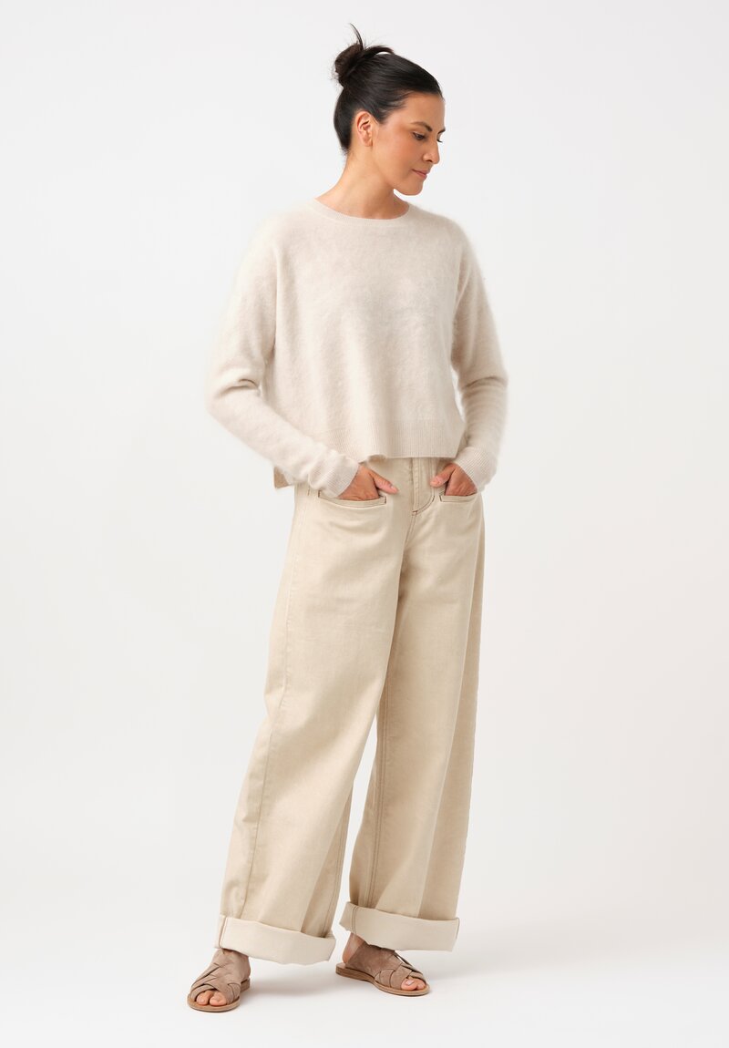 Iris Von Arnim Brushed Cashmere Melissa Sweater in Alabaster White