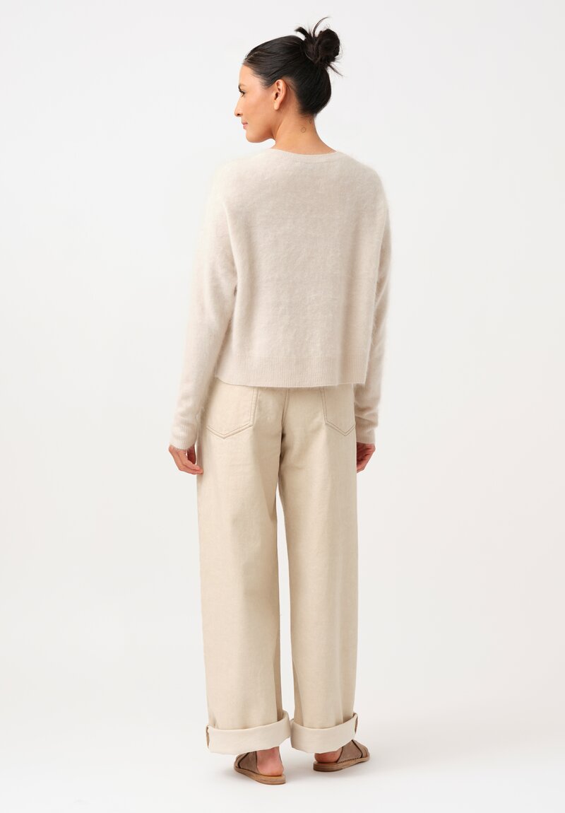 Iris Von Arnim Brushed Cashmere Melissa Sweater in Alabaster White