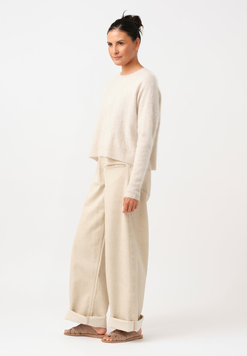 Iris Von Arnim Brushed Cashmere Melissa Sweater in Alabaster White