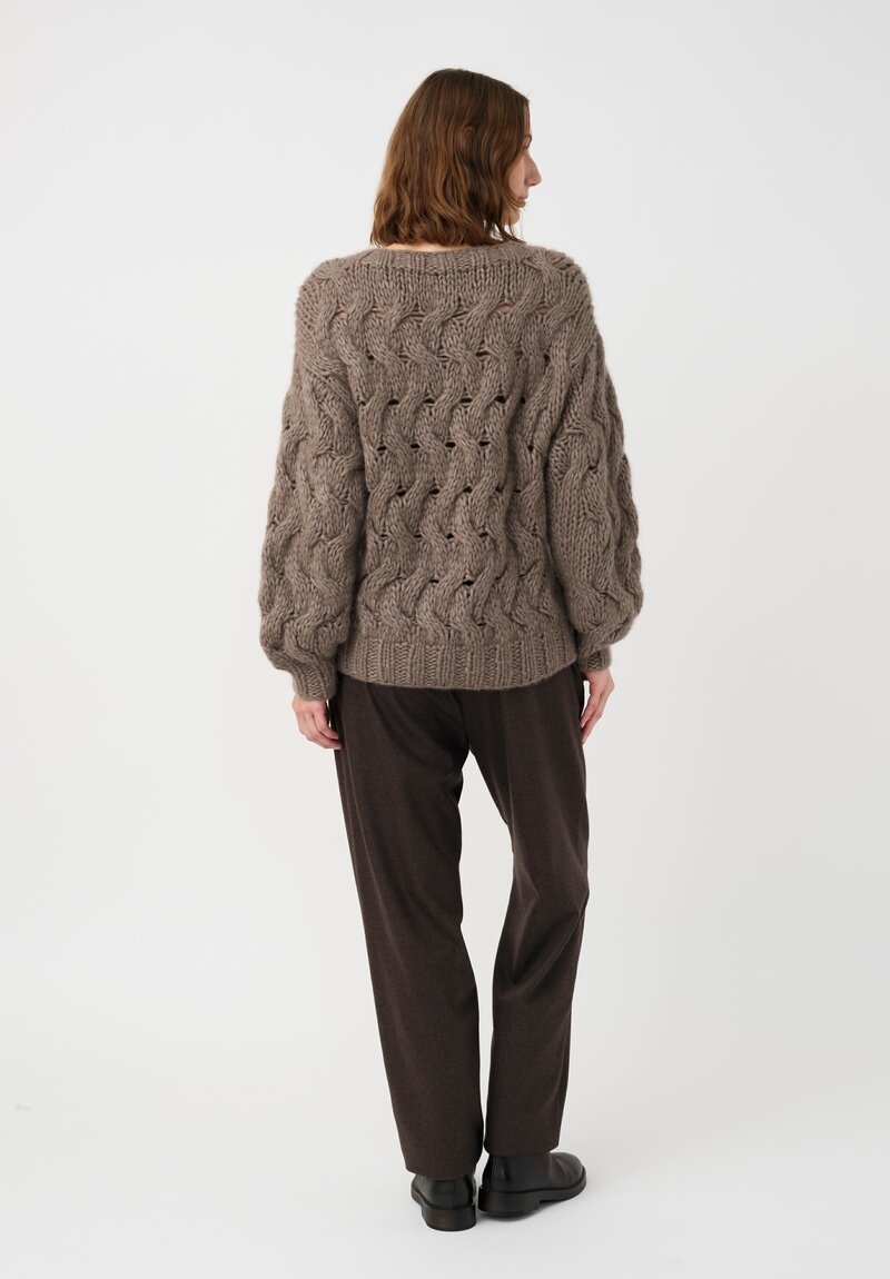 Iris Von Arnim Cashmere & Silk Hand-Knit Hedi Sweater in Taupe Brown