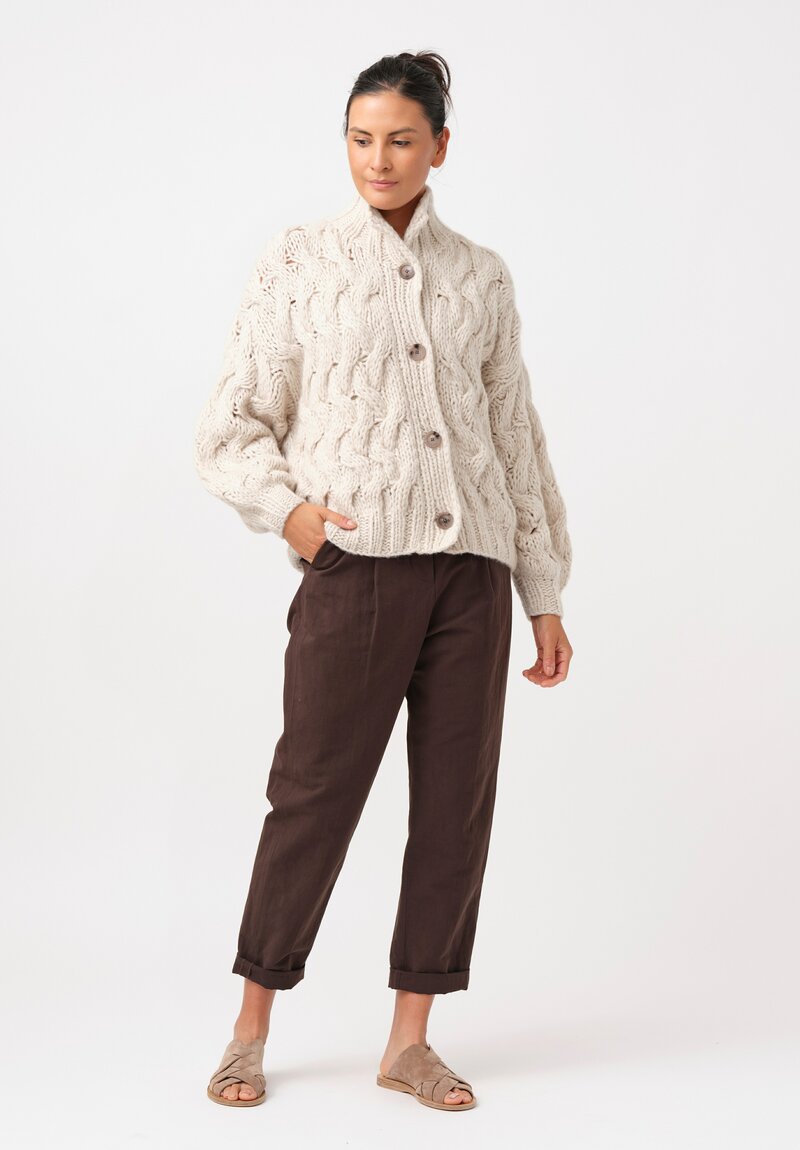 Iris Von Arnim Handknit Cashmere Silk Helin Cardigan in Alabaster White