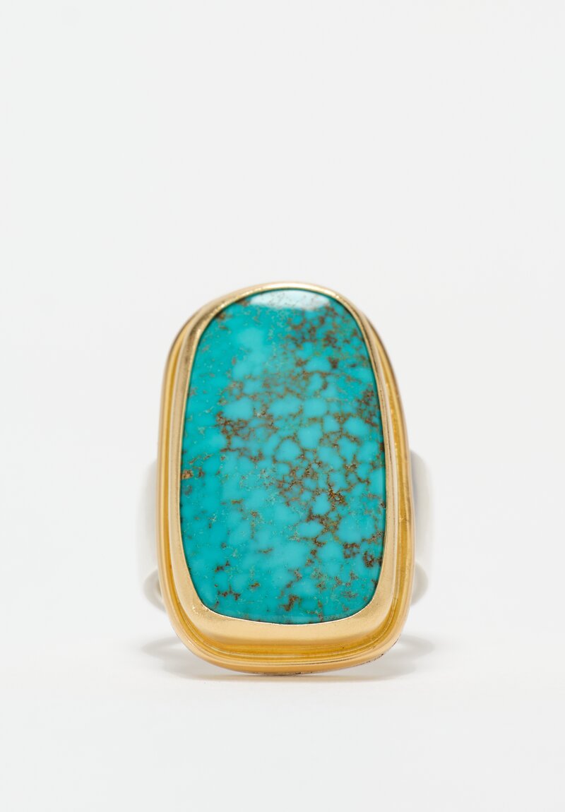 Greig Porter 18K, Sterling Silver & Oblong Turquoise Mountain Turquoise Cabochon Ring