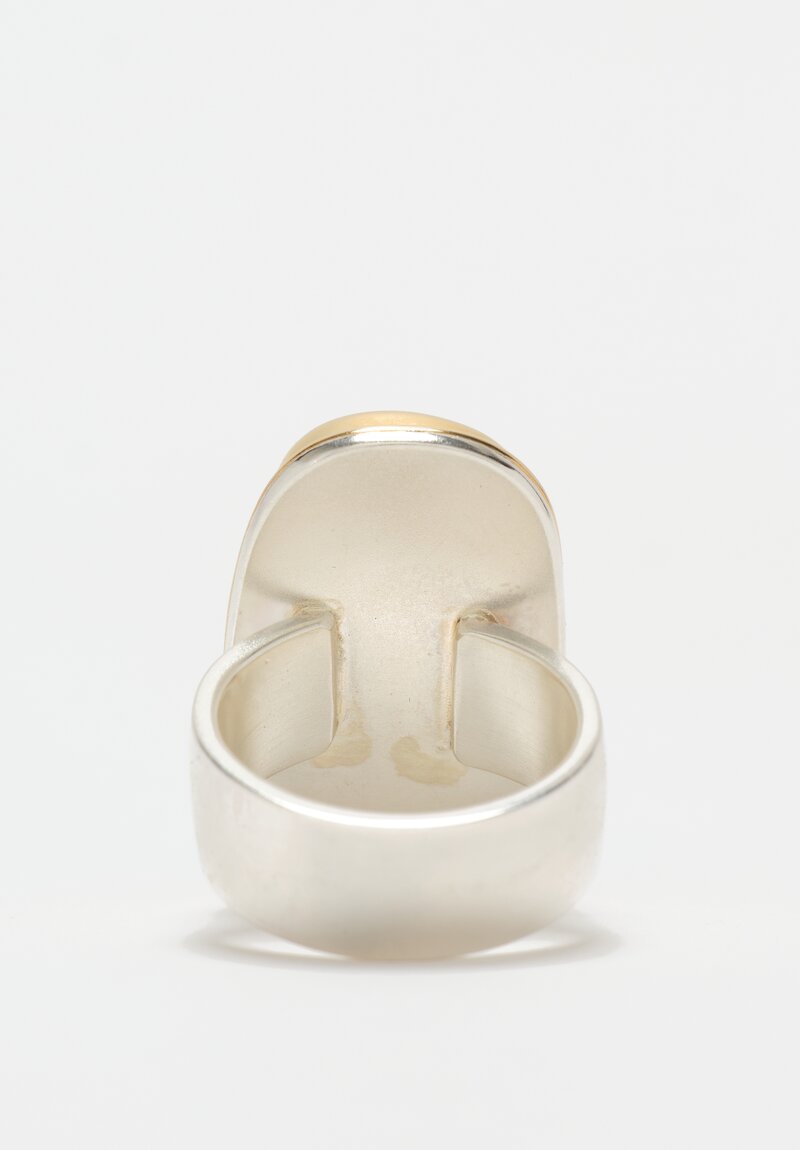 Greig Porter 18K, Sterling Silver & Oblong Turquoise Mountain Turquoise Cabochon Ring