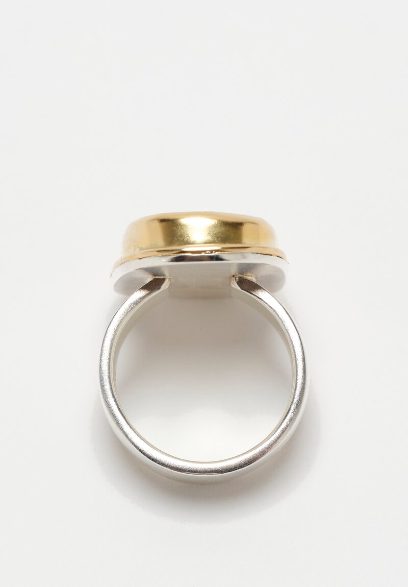 Greig Porter 18K, Sterling Silver & Oblong Turquoise Mountain Turquoise Cabochon Ring