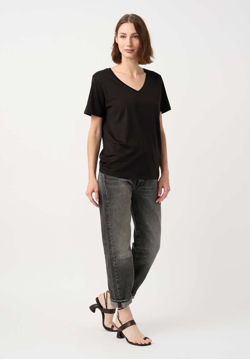 R13 Cotton Denim Boyfriend Jeans in Leyton Black