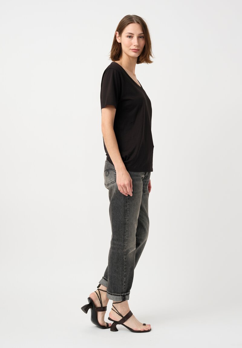 R13 Cotton Denim Boyfriend Jeans in Leyton Black