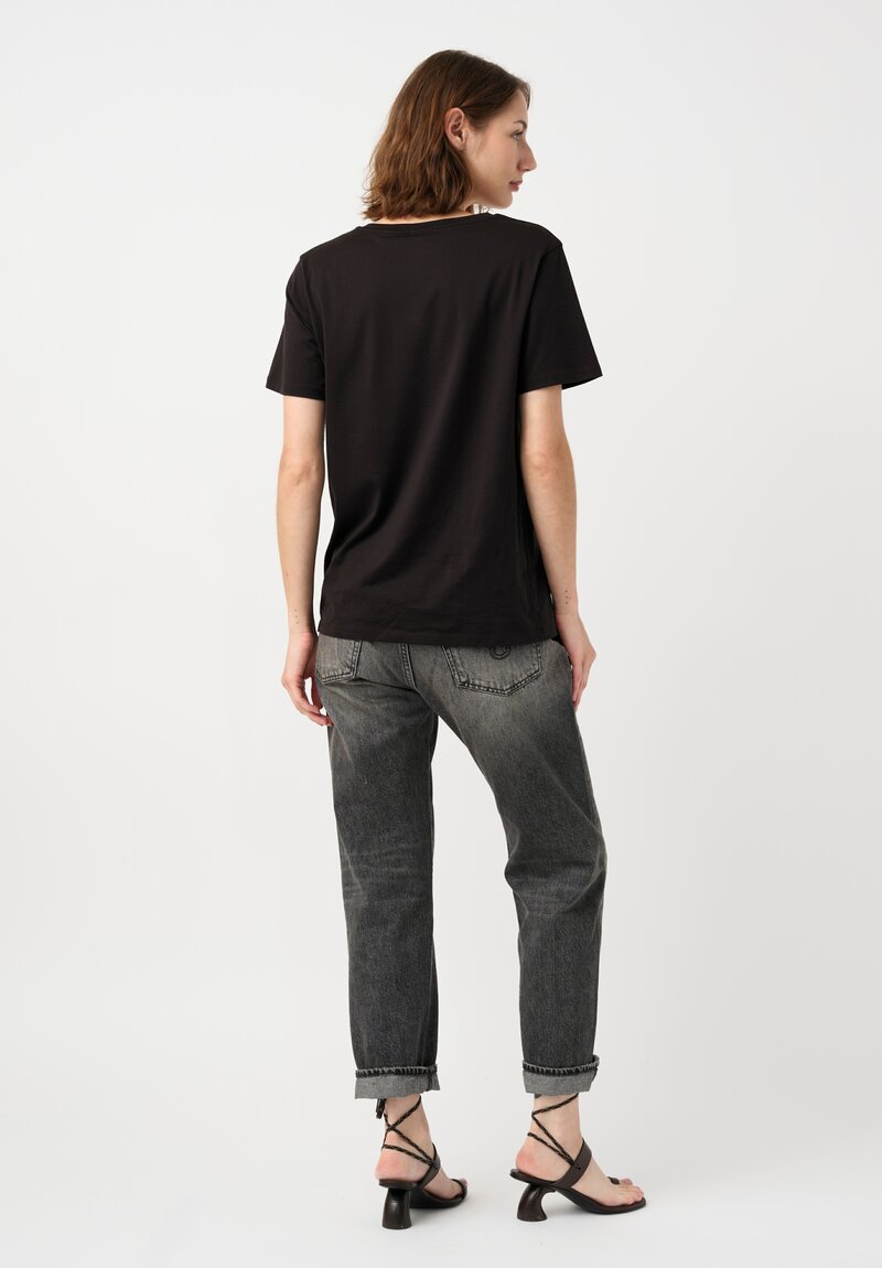 R13 Cotton Denim Boyfriend Jeans in Leyton Black