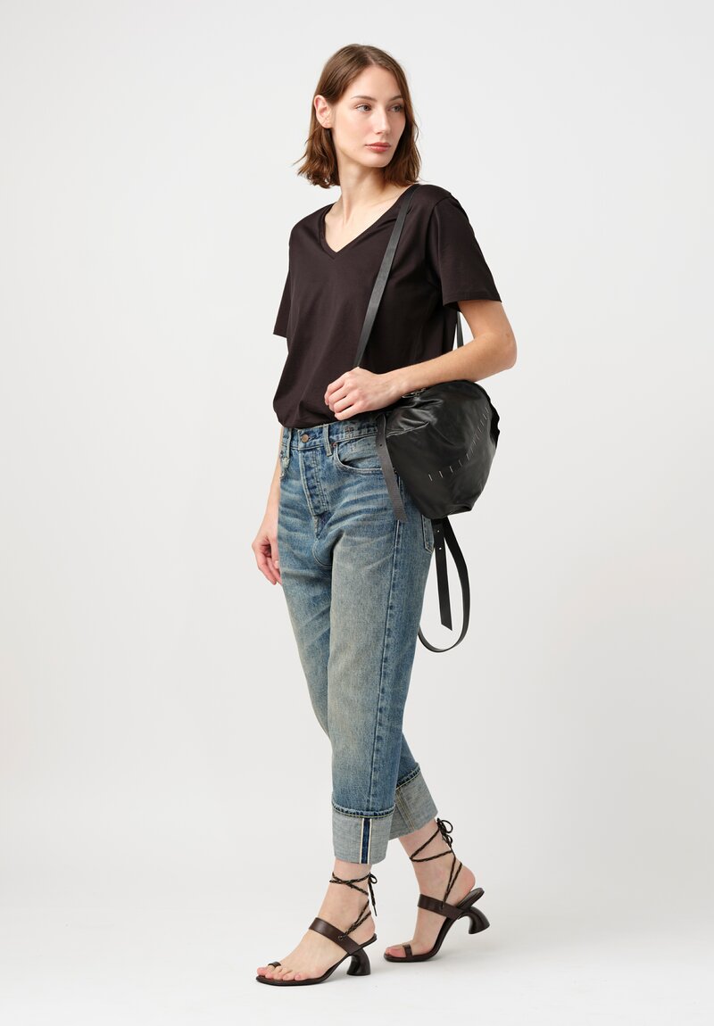 R13 Cotton Denim Selvedge Cuffed Drop Crotch Jeans